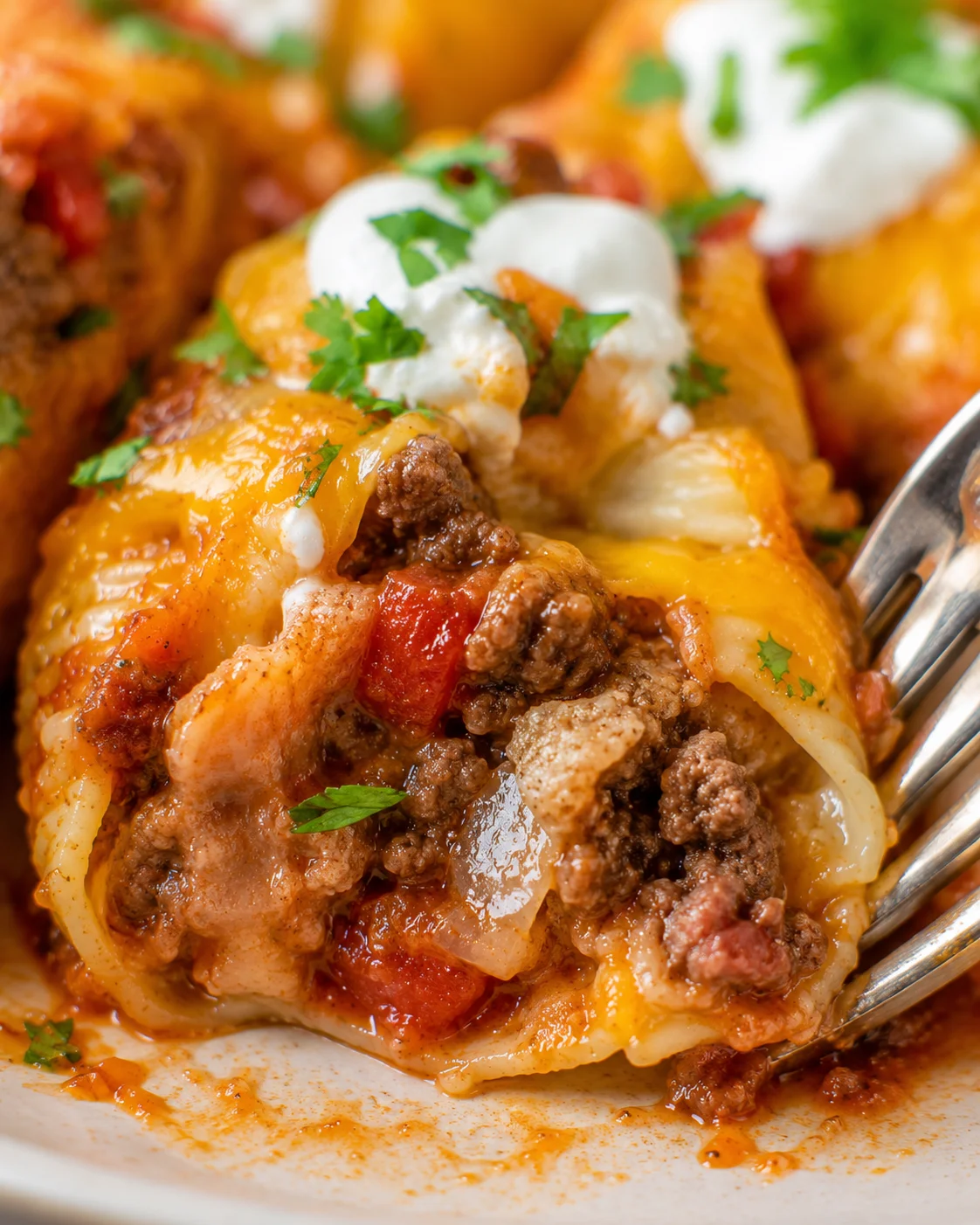 Enchilada Stuffed Shells Delicious enchilada stuffed shells filled with Mexican flavors and topped with cheese.