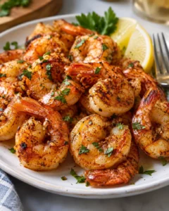 Alternate close-up serving of Air Fryer Shrimp