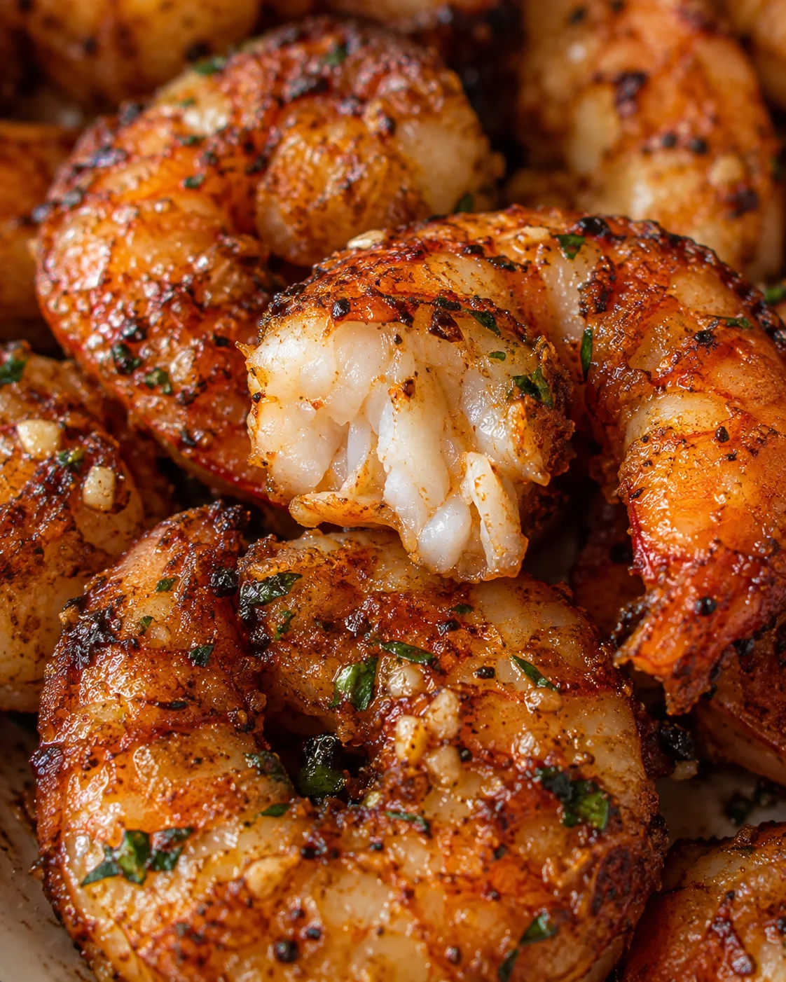 Texture detail showing the crumb and interior of Air Fryer Shrimp