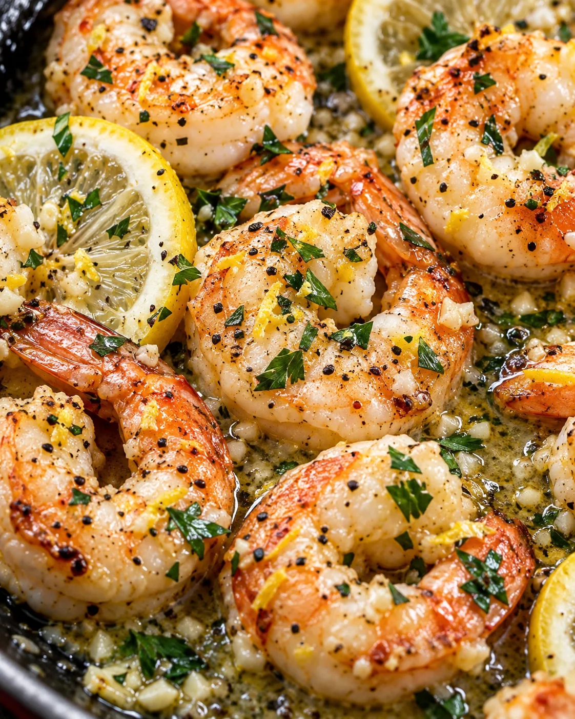 Texture detail showing the crumb and interior of Easy Garlic Shrimp Recipe with Lemon and Garlic Butter
