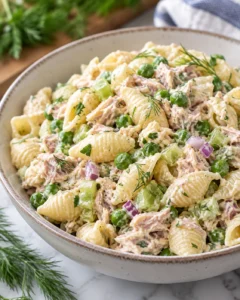 Alternate close-up serving of Easy Tuna Pasta Salad with Peas
