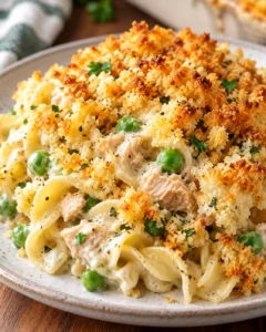 Alternate close-up serving of Tuna Noodle Casserole Recipe
