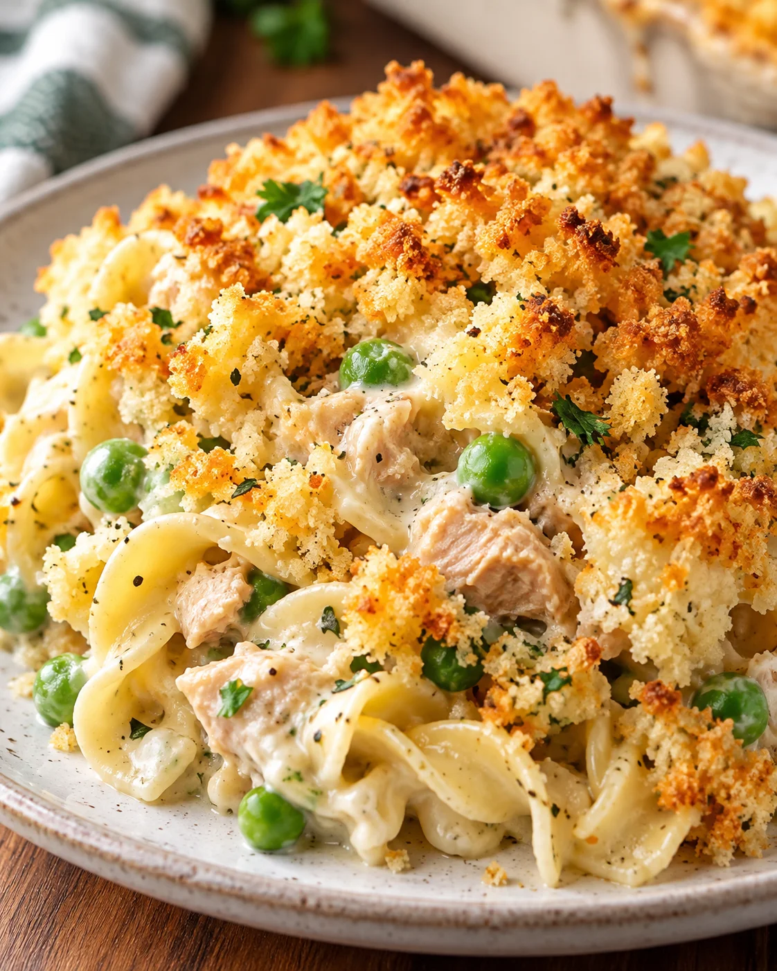 Alternate close-up serving of Tuna Noodle Casserole Recipe