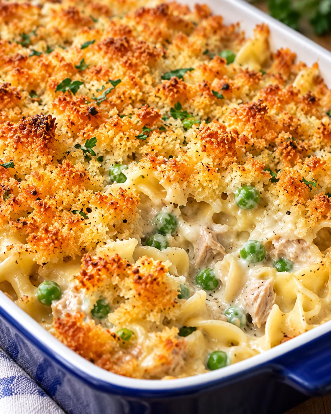 Texture detail showing the crumb and interior of Tuna Noodle Casserole Recipe